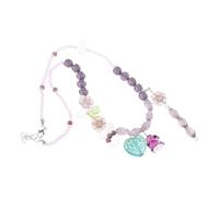 GKYQVE Retro Floral Charm Necklace with Adjustable Chain Colorful Beaded Heart Pendant Neckchain Dainty Jewelry for Women Vintage Heart Bead Necklace