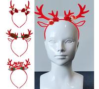 GKYQVE Sequined Elk Horn Headband For Adult Kids Christmas Hairband Reindeer Hairhoop Holiday Celebrating Headwear Party Supply Festival Hair Accessory
