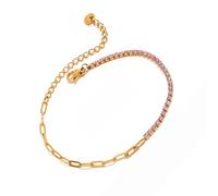 GKYQVE Sophisticated Cubic Zirconia Heart with Adjustable 15.5 22cm Wrist Fit Premium Stainless Steel Craftsmanship Stainless Steel Heart Charm