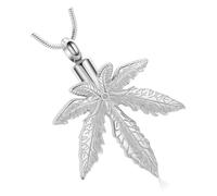GKYQVE Stainless Steel Pet Cremation Jewelry Urn Pendants with Engraving Maples Leaves Design for Eternality Commemoration Pet Memorial Pendants