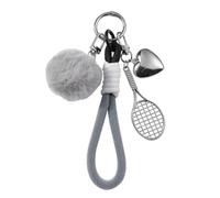 GKYQVE Strudy Beaded Bowknot Keyrings With Furry Sphere Heart Racket Keychain For Tennis And Badminton Enthusiasts Sports Fan Keychain