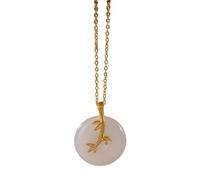 GKYQVE Stylish Bamboos Inspired White Jades Clavicle Chain Silver Gold Plated For Fashion Enthusiasts Daily Casual Use High Taste Present
