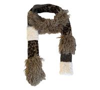 GKYQVE Stylish Furry Knit Neckwear For Women Adjustable Size Photo Props Heavy Duty Leopards Print Scarf Neckerchief Men