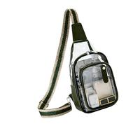 GKYQVE Transparent Shoulder Bag Lightweight Chest PVC Crossbody Purse for Quick Security Checks At Games and Shows Sports Concert Clear