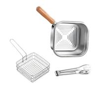 GKYQVE Type Stainlessed Steel Fryers Basket Oil Strainer Set Splash Guard Lid for Frying Easy Maintenances Kitchen Tool Multifunctional Cooking Container