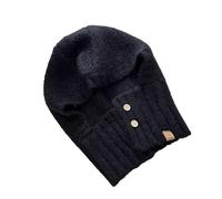 GKYQVE Unique Knit Hat Hooded Skull Caps for Trendsetting Pullover Warm Skull Caps Knitted Hat Party Club Black