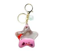 GKYQVE Unique Pentagrams Oil Liquid Keychain Star Shaped Keyring With Cartoon Animals Stylish Acrylic Chain Accessory Unique Friend And Family