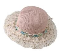 GKYQVE Victorian Straw Bonnet Hat Sun Protective Hat Large Lace Brims Vacation Teaparty Round Top Party Headwear Lace Straw