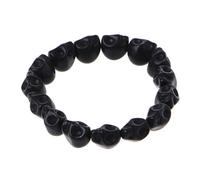 GKYQVE Vintage Skull Beads Skeleton Bracelets Bangle Skull Elastic Howlite Stone Charm Day Of The Dead Skeleton Jewelry