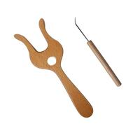 GKYQVE Wood Knitting Fork with Bent Tip Needle for Cord Making Braiding Knitting Decorative Braiding Tool Set Wood Weaving Fork Tool