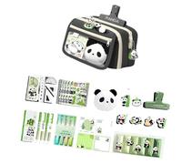 GKYQVE Zippered Pencil Case with 9 Compartments, Cultural Panda Artwork Canvas Bag for Students Workplace Essentials Worker Stationery Organizers