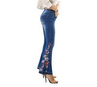 GKZA Bell Bottom Jeans for Women Flared Jeans Floral Embroidered Jean 70s Outfits Bootcut Jean Wide Leg Denim Pants VDD29