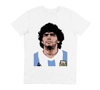 GL BOUTIK Men's Diego Maradona Argentina Football Print T-Shirt (M), white