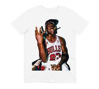 GL BOUTIK Michael Jordan Cigar T-Shirt - Legende Basketball - White - X-Large