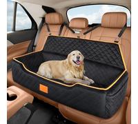 GL GLENSLAVE Dog Car Bed for Large/Medium Dogs, Comfortable Pet Booster for Back Seat, Fully Detachable & Washable Travel Seat with Thick Cushion (Black)