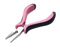 GL Hair Straight Nose Extension Pliers - Multi-Purpose Bead Applicator & Remover - Carbon Steel - Pink & Black Ergonomic Handle