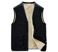 GL SUIT Mens Padded Gilet Lightweight Body Warmer Comfortable Vest Quick Drying Fleece Lined Winter Waistcoat for Outdoor Sport Running Walking Travelling Hiking,Black,XXL