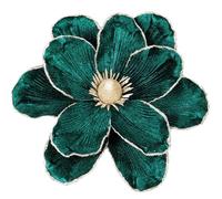 GL-Turelifes 10’’ Large Glitter Christmas Flower 6 Pcs Artificial Magnolia Flowers Velvet Fold Christmas Tree Flower Decorations Xmas Tree New Year Party Wedding Ornaments (Blackish Green)