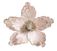GL-Turelifes 6 Pcs 8.7 '' Glitter Christmas Flowers Large Velvet Magnolia Artificial Floral Ornaments Folded Flower for Christmas Tree Decoration Wreath Decor Wedding Centerpiece (18A Champange Color)