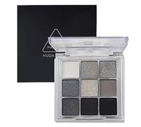 GL-Turelifes 9 Colors Matte&Pearl Black Eyeshadow Palette, Smoky Eye Shadow Makeup, Silver Glitter Grey Eyeshadow with Mirror Waterproof Sweat-proof Long Lasting Highly Pigmented Eye Shadows (Gray)