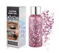 GL-Turelifes Chunky Face Body Glitter Gel Festival Mermaid Hair Sequins Cosmetics Sparkling Nails Glitter Makeup Long Lasting 30g(03# Pink)