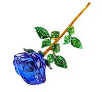 GL-Turelifes Crystal Rose Flower with Stem Preserved Forever Rose Floral Birthday Gifts for Women Rose Flower Gifts for Mom,Girl, Lover, Crystal Flowers Anniversary, Valentines, Wedding Gifts (Blue)