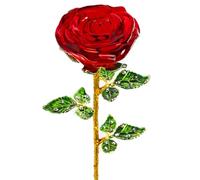 GL-Turelifes Crystal Rose Flower with Stem Preserved Forever Rose Floral Birthday Gifts for Women Rose Flower Gifts for Mom,Girl, Lover, Crystal Flowers Anniversary, Valentines, Wedding Gifts (Red)