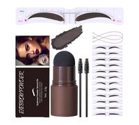 GL-Turelifes Eyebrow Stencil Set, Eyebrow Stamp Powder Kit with 12 Eyebrow Shape Brow Stencils, 2 Elastic Cord &2 Brow Brush, Eye Brow Stamp Kit Long Lasting Natural Look (#4 Black Brown)