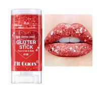 GL-Turelifes Face and Body Glitter Gel Stick, Carnival Face Glitter Make-up, Sparkling Sequins Nair Hair Glitter Gel, Singer Concerts Festival Rave Accessories (#08 Red)