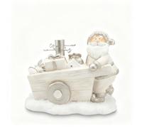 Glac Store Decorative Christmas Tree Stand, Wheelbarrow with Santa and Presents, 40.5 x 24 x 31 cm, Gold or Red White (White Gold)