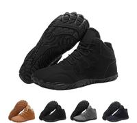 Glacia Barefoot Shoes for Men Women Winter,Barefoot Shoes Wide Toe Box Winter Boots,Warm Non-slip Waterproof Winter Walking Shoes Hiking Boots with Warm Plush Lining (Black,9Women/11Men)