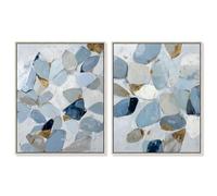 Glacial Gold Duo Framed Canvas Print Blue Wall Decor Set by Art Remedy, Silver Frame, 24 x 30