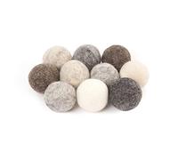 Glaciart One Felt Balls, Felt Pom Poms (10 Pieces) 4 Centimeters - 1.6 Inch, Handmade Felted 5 Natural Colors Felt Balls for Cats, Felting and Garland