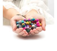 Glaciart One Felt Balls, Felt Wool Balls (120 Pieces) 1 Centimeter - 0.4 Inch, Handmade Felted 40 Color (Red, Pink, Blue, Gray, Black, White, Pastel and More) Bulk Small Puff for Felting and Garland