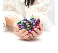 Glaciart One Felt Balls, Felt Wool Balls (240 Pieces) 1 Centimeter - 0.4 Inch, Handmade Felted 40 Color (Red, Pink, Blue, Gray, Black, White, Pastel and More) Bulk Small Puff for Felting and Garland