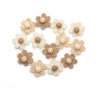 Glaciart One Felt Flower Garland - Fun Party Decorations for Easter, Spring & Birthdays - Home Decor for Living Room, Bedroom, Baby Room - 100% Natural Wool Pom Poms with Cotton String - 5.5 Ft.