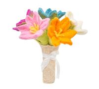 Glaciart One Felt Lily Flowers Artificial Bouquet - 5 pcs|Reusable, Washable and Essential Oil Ready Multi Color Artificial Flowers w/Bendable Wire Stem |Great as Gift and Home or Event Decorations