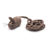 Glaciart One Felt Mouse Cat Toy - Soft Fuzzy Enrichment 100% Natural Wool - Interactive Catnip Play Cat Toy Set - Safe for Pets, Non-AZO Colored Dyes - 100” Long
