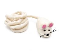 Glaciart One Felt Mouse Cat Toy - Soft Fuzzy Enrichment 100% Natural Wool - Interactive Catnip Play Cat Toy Set - Safe for Pets, Non-AZO Colored Dyes - 42” Long