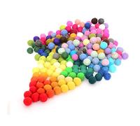 Glaciart One Felt Pom Poms, Wool Balls (240 Pieces) 1.5 cm - 0.6 Inch, Handmade Felted 40 Color (Red, Pink, Blue, Orange, Yellow, Gray, Black, Pastel and More) Bulk Small Puff for Felting and Garland