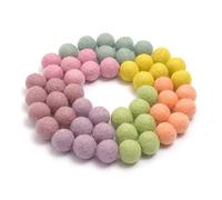 Glaciart One Felt Pom Poms, Wool Felt Balls (50 Pieces) 2 Centimeters - 0.8 Inch, Handmade Felted 7 Pastel Colors (Baby Pink, Lilac, Baby Blue and More) - Bulk Small Puff for Felting and Garland