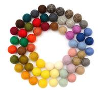 Glaciart One Felt Pom Poms, Wool Felt Balls (60 Pieces) 2 cm - 0.8 Inch, Handmade Felted 30 Color (Red, Pink, Blue, Yellow, Black, White, Pastel and More) Bulk Small Puff for Felting and Garland
