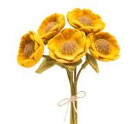 Glaciart One Felt Sunflowers Artificial Bouquet - 5 pcs | Reusable, Washable and Essential Oil Ready Multi Color Artificial Flowers w/Bendable Wire Stems |Great Gift or Home/Event Decorations