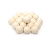 Glaciart One Felt Wool Balls Felt Pom Poms (Pack of 20) 3cm - 3.5cm Handmade Felted Pure Natural White Bulk Small Puff for Felting and Garlands