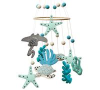 Glaciart One Ocean Nursery Mobile - Colorful Decor for Crib, Baby Rooms - Handmade, Child-Safe Wood, Felt Wool & Cotton - Ocean Themed Decoration for Girls & Boys - 10x30Inch, 60Inch Hanging String