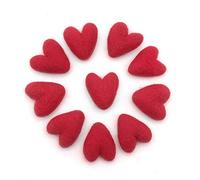 Glaciart One Red Felted Hearts - 1.5” (10 Pcs) - Needle Felting - Needle Felting & Essential Oils Ready - Handmade in Nepal Using 100% Natural New Zealand Wool, for Art Projects & Valentines Decor
