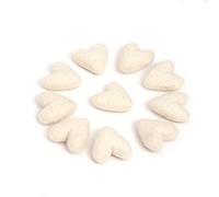 Glaciart One White Felted Hearts - 1.5” (10 Pcs) - Needle Felting - Needle Felting & Essential Oils Ready - Handmade in Nepal Using 100% Natural New Zealand Wool, for Art Projects & Valentines Decor