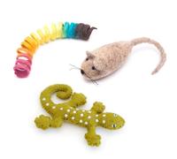Glaciart One Wool Cat Toy Set with Catnip | Cute Cat Toy for Interaction & Boredom Relief, Encourages to Exercise, Explore & Play | Filled w/Organic Catnip to Help Sooth or Reduce Anxiety
