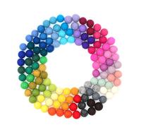 Glaciart One Wool Felt Balls, Felt Pom Pom Balls (120 Pieces) 1.5 cm - 0.6 Inch, Handmade Felted 40 Color (Red, Blue, Yellow, Gray, Black, Pastel and More) Bulk Small Puff for Felting and Garland