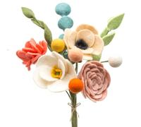Glaciart One Wool Felt Flowers Set - Handcrafted Artificial Arrangement with Colorful Stems, Eco-Friendly Material, Essential Oil Ready, Reusable Decor, Washable Gift for Events or Home
